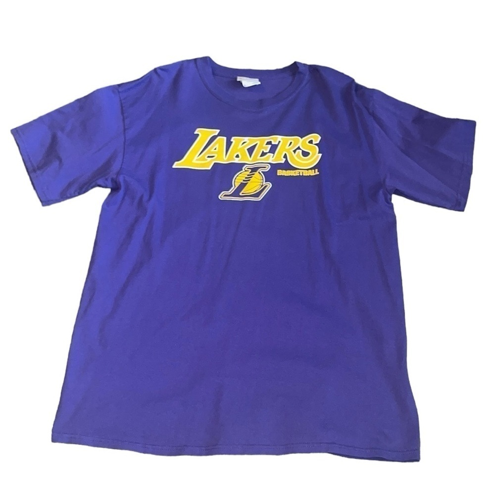NBA men’s Los Angeles Lakers purple and gold short sleeve Tshirt Size Large